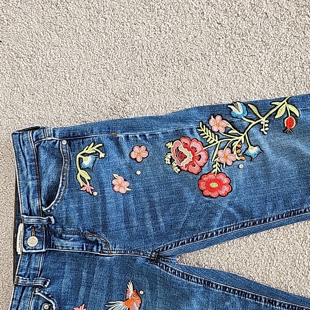 Zara women's floral boot cut jeans - Picture 3 of 12